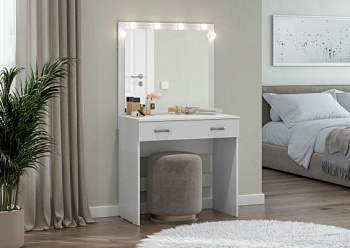 Стол туалетный Ронда СТ-01 с подсветкой (1) Белое дерево/белое дерево Стол туалетный Ронда СТ-01 с подсветкой (1) Белое дерево/белое дерево