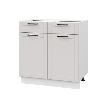 Шкаф нижний с ящиками ШН2Я 800 Корпус: ЛДСП белый 16мм; фасад: фрезеровка Диада, МДФ лофт крем 16 мм