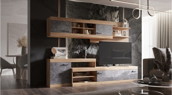 Гостиная Бьёрк Дуб вотан / Цемент темный