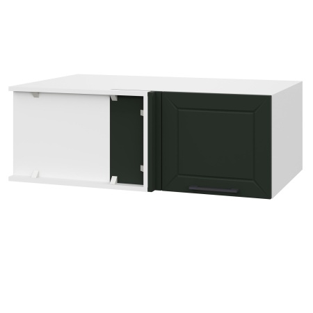 Шкаф верхний угловой антресоль ШВУА 1000 Корпус: ЛДСП белый 16мм; фасад: фрезеровка Кельн, МДФ софт пихтовый зеленый 16 мм