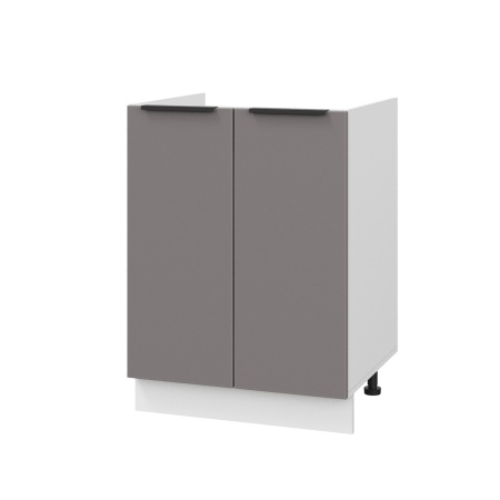 Шкаф нижний под мойку ШНМ 600 Корпус: ЛДСП белый 16мм; фасад: фрезеровка Оливия, МДФ моно брауни 16 мм