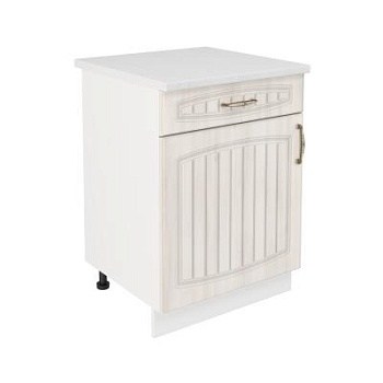 Шкаф нижний с ящиком ШН1Я 600 Корпус: ЛДСП белый 16мм; фасад: фрезеровка Гренада, МДФ сандал 16мм