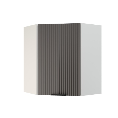 Шкаф верхний угловой ШВУ 600 Корпус: ЛДСП белый 16мм; фасад: фрезеровка Норд Line, МДФ софт смок 16 мм