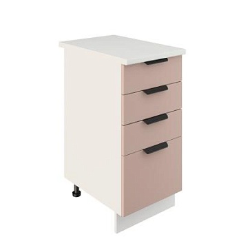 Шкаф нижний с ящиками ШНЯ 400 Корпус: ЛДСП белый 16мм; фасад: фрезеровка Норд, МДФ софт какао 16 мм