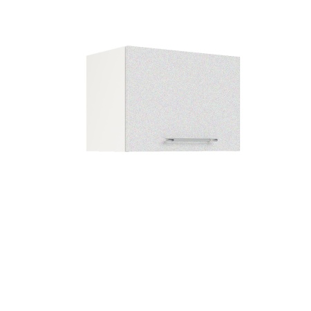 Шкаф верхний горизонтальный ШВГ 500 Корпус: ЛДСП белый 16мм; фасад: фрезеровка Олива, МДФ металлик белый 16мм