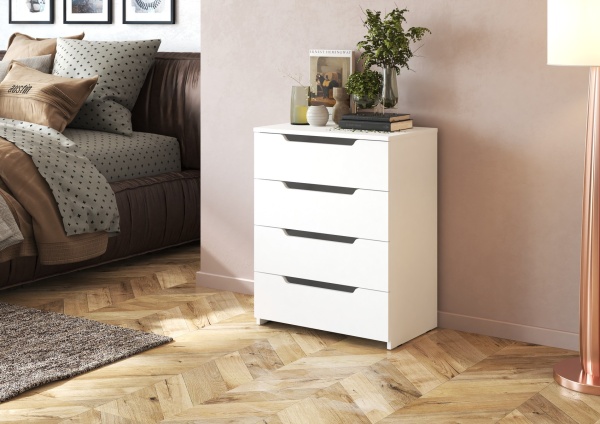 ЛАЙТ Комод КМ-003 (4 ящ.) Корпус - Белый (Гладкий)