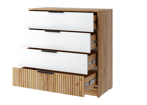 ИВИС Комод КМ-001 Корпус - Дуб Крафт золотой К003  Фасад ЛДСП - Белый (Гладкий)