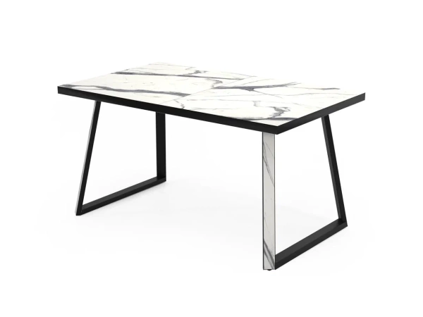 Стол Прайм CRAFT-М бабочка В2, пластик (1600*850*380) Мрамор белый / Черный
