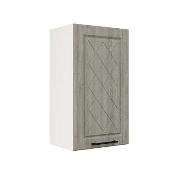 Шкаф верхний ШВ 400 Корпус: ЛДСП белый 16мм; фасад: фрезеровка Барселона, МДФ седой клен 16мм