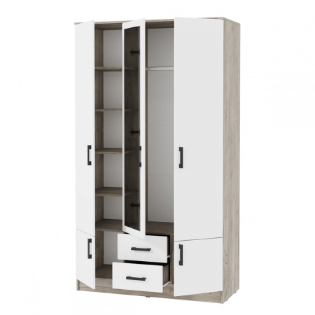 мс для спальни Ронда ШК-3 Дуб крафт серый / Белый