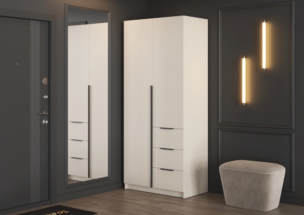 ВЕНТУРО Шкаф ШК-001 (2-ств, с ящиками) Корпус - Кашемир 2,75