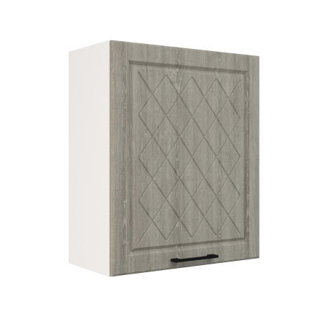 Шкаф верхний ШВ 600-1 Корпус: ЛДСП белый 16мм; фасад: фрезеровка Барселона, МДФ седой клен 16мм