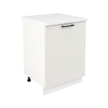 Шкаф нижний ШН 600-1 Корпус: ЛДСП белый 16мм; фасад: фрезеровка Кельн, МДФ софт айвори 16 мм