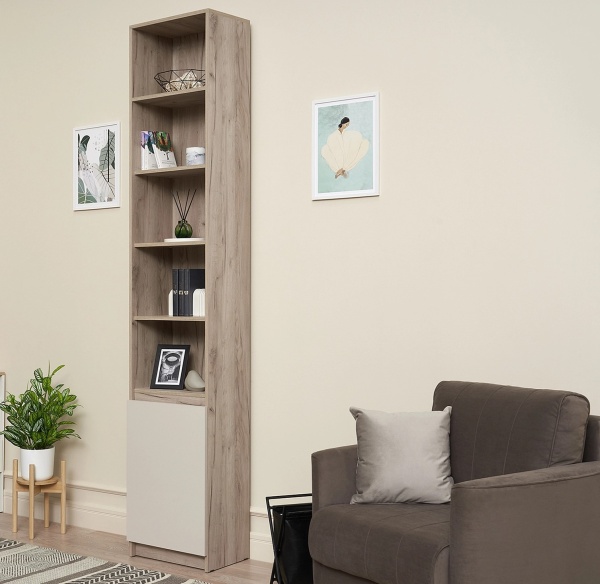 БОСТОН Стеллаж СЖ-001 ЛДСП (Комплект) Корпус - Дуб Крафт серый  Фасад ЛДСП - Кашемир 5981 BS