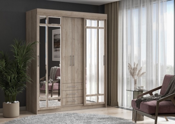 шкаф-купе Фортуна Дуб крафт серый / Дуб крафт серый