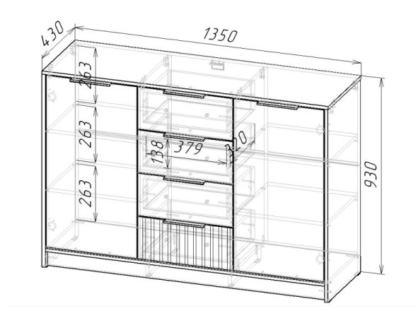 ИВИС Комод КМ-002 Корпус - Дуб Крафт золотой К003  Фасад ЛДСП - Белый (Гладкий)