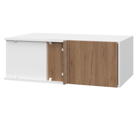 Шкаф верхний угловой антресоль ШВУА 1000 Корпус: ЛДСП белый 16мм; фасад: фрезеровка Оливия, ЛДСП дуб крафт табачный 16 мм