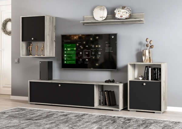 мс для гостиной Нанси ТБ-1600 дуб крафт серый/софт черный
