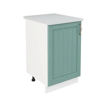 Шкаф нижний ШН 500 Корпус: ЛДСП белый 16мм; фасад: фрезеровка Лондон, МДФ дуб изумруд 16мм