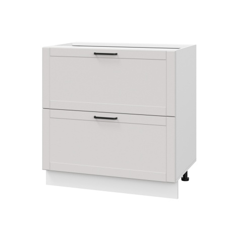 Шкаф нижний с ящиками ШНГ2Я 800 Корпус: ЛДСП белый 16мм; фасад: фрезеровка Диада, МДФ лофт крем 16 мм