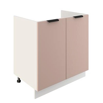 Шкаф нижний под мойку ШНМ 800 Корпус: ЛДСП белый 16мм; фасад: фрезеровка Норд, МДФ софт какао 16 мм