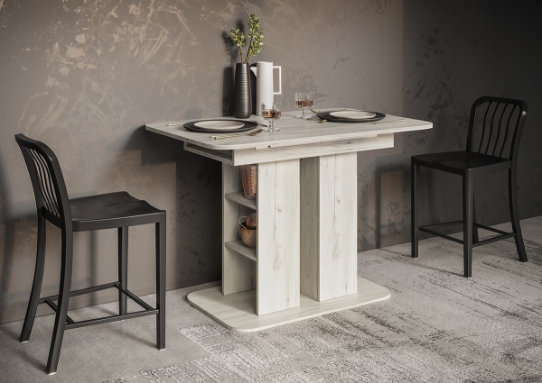 Стол обеденный раздвижной Оливер-04 Дуб крафт белый/дуб крафт белый