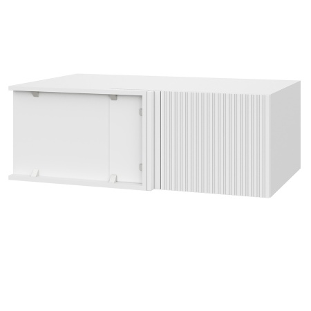 Шкаф верхний угловой антресоль ШВУА 1000 Корпус: ЛДСП белый 16мм; фасад: фрезеровка Норд Line, МДФ софт пломбир 16 мм