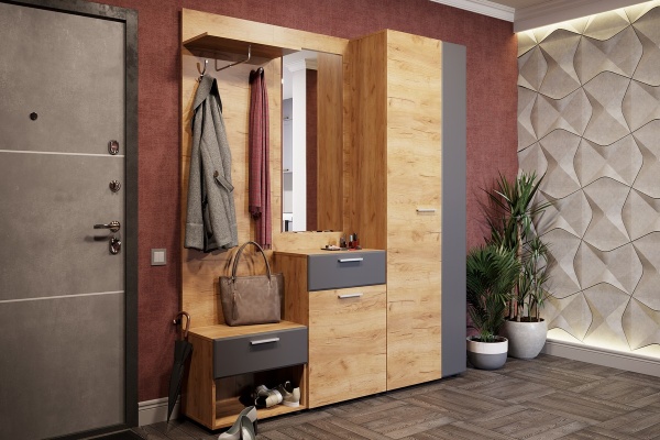 Модульная прихожая Сафари Дуб Крафт золотой / Графит Софт