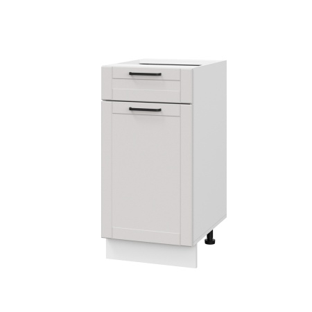 Шкаф нижний с ящиком ШН1Я 400 Корпус: ЛДСП белый 16мм; фасад: фрезеровка Диада, МДФ лофт крем 16 мм