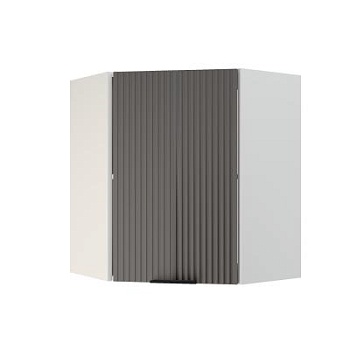 Шкаф верхний угловой ШВУ 600 Корпус: ЛДСП белый 16мм; фасад: фрезеровка Норд Line, МДФ софт маренго 16 мм