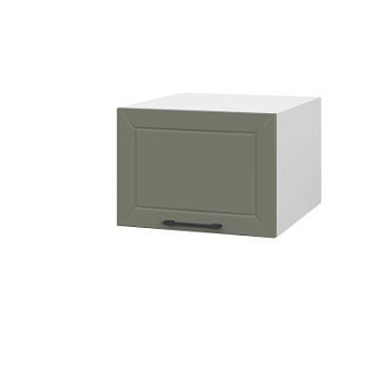 Шкаф верхний  антресоль ШВА 500 Корпус: ЛДСП белый 16мм; фасад: фрезеровка Кельн, МДФ софт лайт хаки 16 мм