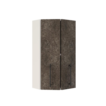 Шкаф верхний торцевой ШВТ 360 Корпус: ЛДСП белый 16мм; фасад: фрезеровка Нувель, МДФ бетон коричневый 16мм