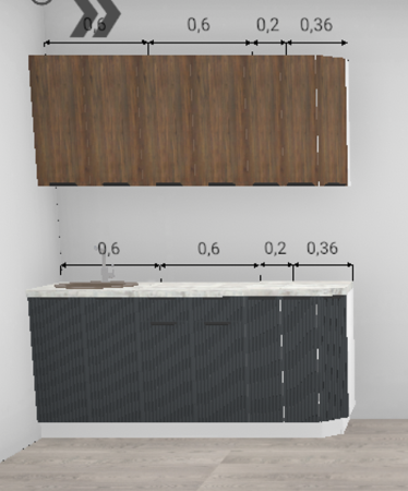 Кухня Норд Line Софт смок / Орех канадский (верх) 1,76 м (5777)