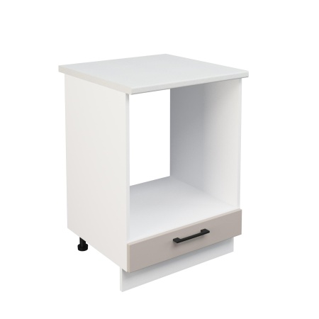 Шкаф нижний духовой ШНД 600 Корпус: ЛДСП белый 16мм; фасад: фрезеровка Кельн, МДФ софт бланж 16мм