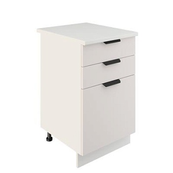 Шкаф нижний с ящиками ШН3Я 500 Корпус: ЛДСП белый 16мм; фасад: фрезеровка Норд, МДФ софт даймонд 16 мм