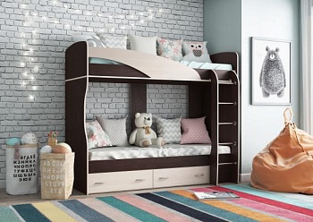 МИЙА Кровать 2-х ярусная (исп.А) (сп.мес. 0,8 х 2,0 м.) Венге МИЙА Кровать 2-х ярусная (исп.А) (сп.мес. 0,8 х 2,0 м.) Венге