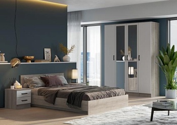 Модульная спальня Ронда Дуб Крафт серый / Белый Модульная спальня Ронда Дуб Крафт серый / Белый