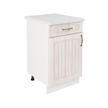 Шкаф нижний с ящиком ШН1Я 500 Корпус: ЛДСП белый 16мм; фасад: фрезеровка Гренада, МДФ сандал 16мм