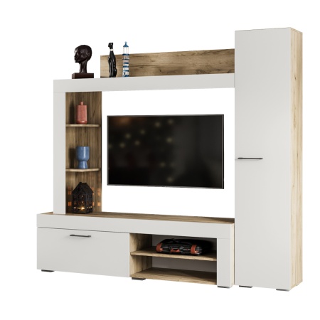 гостиная Николь Дуб крафт серый / Софт айвори