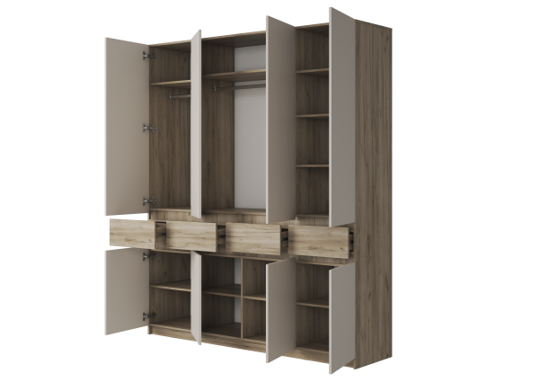 БОСТОН ШК-004 Шкаф 4-ств. ЛДСП (Комплект) Дуб крафт серый / Кашемир БОСТОН ШК-004 Шкаф 4-ств. ЛДСП (Комплект) Дуб крафт серый / Кашемир