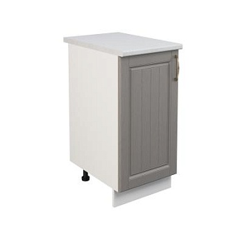 Шкаф нижний ШН 400 Корпус: ЛДСП белый 16мм; фасад: фрезеровка Лондон, МДФ дуб графит 16мм