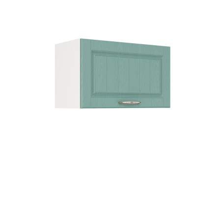 Шкаф верхний горизонтальный ШВГ 600 Корпус: ЛДСП белый 16мм; фасад: фрезеровка Лондон, МДФ дуб изумруд 16мм