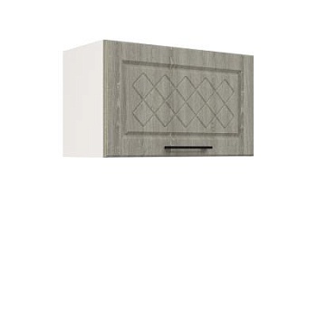 Шкаф верхний горизонтальный ШВГ 600 Корпус: ЛДСП белый 16мм; фасад: фрезеровка Барселона, МДФ седой клен 16мм