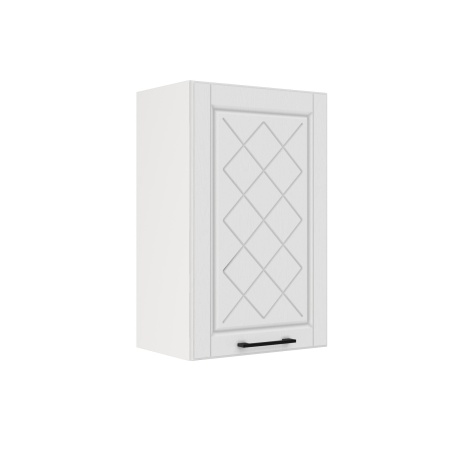 Шкаф верхний ШВ 450 Корпус: ЛДСП белый 16мм; фасад: фрезеровка Барселона, МДФ белое дерево 16мм