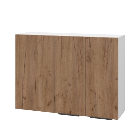 Шкаф верхний угловой ШВУП 1000 Корпус: ЛДСП белый 16мм; фасад: фрезеровка Оливия, ЛДСП дуб крафт табачный 16 мм