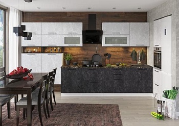 Модульная кухня Нувель Бетон белый / Бетон черный Модульная кухня Нувель Бетон белый / Бетон черный