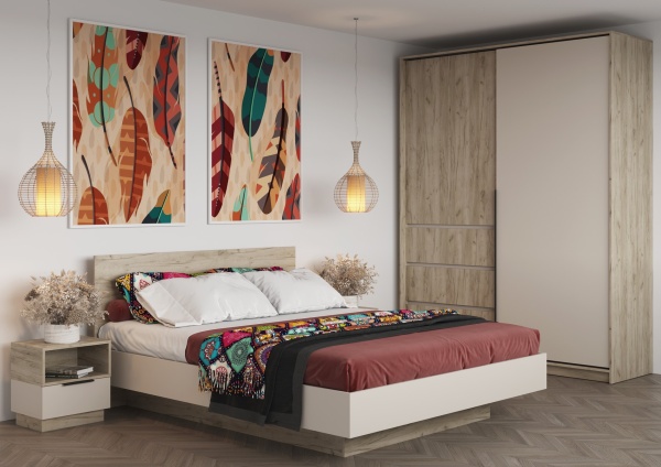 БОХО Шкаф-купе ШК-006 (Д.1800) Дуб крафт серый / Кашемир