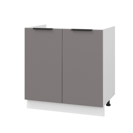 Шкаф нижний под мойку ШНМ 800 Корпус: ЛДСП белый 16мм; фасад: фрезеровка Оливия, МДФ моно брауни 16 мм