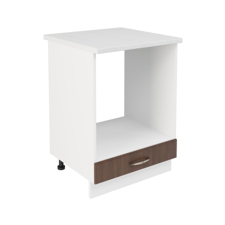 Шкаф нижний духовой ШНД 600 Корпус: ЛДСП белый 16мм; фасад: фрезеровка Гренада, МДФ бразильский орех 16мм