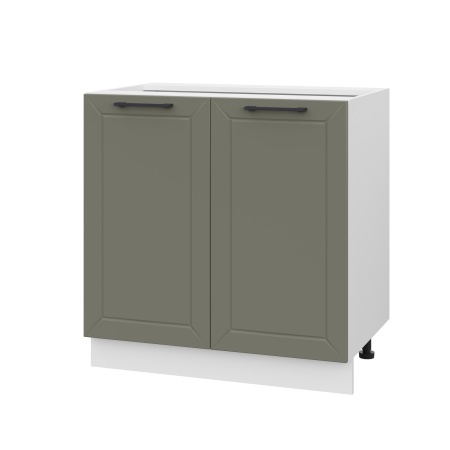 Шкаф нижний ШН 800 Корпус: ЛДСП белый 16мм; фасад: фрезеровка Кельн, МДФ софт лайт хаки 16 мм